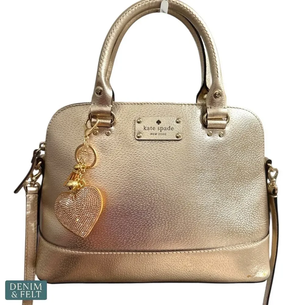 Kate Spade‎ Wellesley Rachelle Metallic Rose Gold Leather Satchel Crossbody Bag